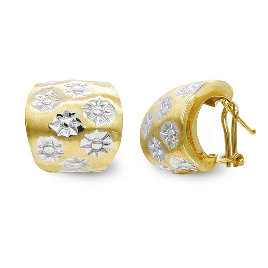 18K PENDIENTES ORO BICOLOR Y CIRCONITA CIERRE OMEGA