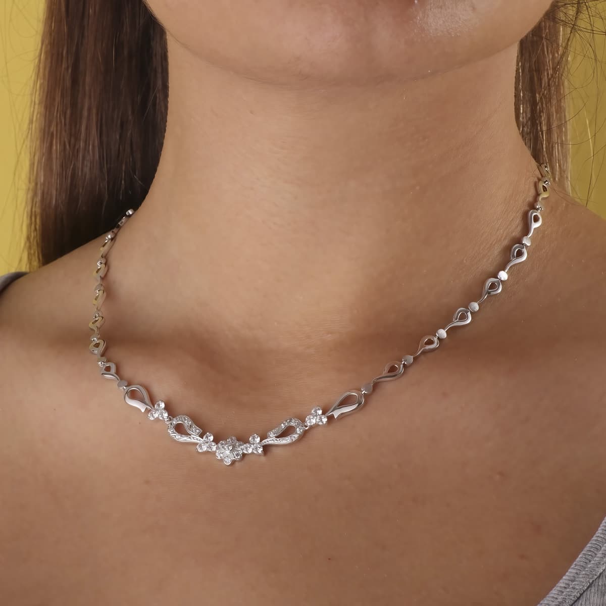 Gargantilla Juego Novia Articulado 42 cm de oro blanco 18K
