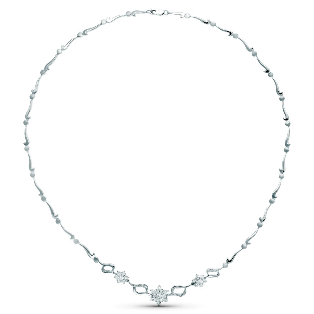 Gargantilla Juego Novia Centro Piña Circonita 45 cm mosquetón de oro blanco 18K