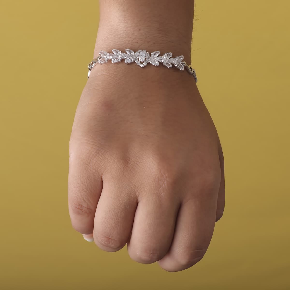 Pulsera Juego Novia Circonita 18,50 cm de oro blanco 18K