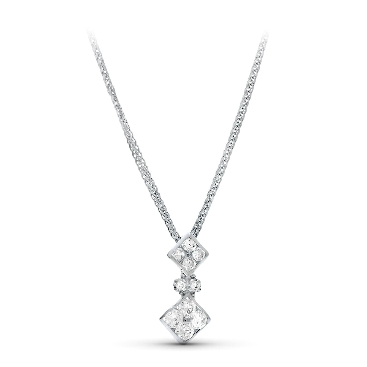 18K GARGANTILLA ORO BLANCO 45CM JUEGO NOVIA MOTIVO ROMBO 16X7 MM