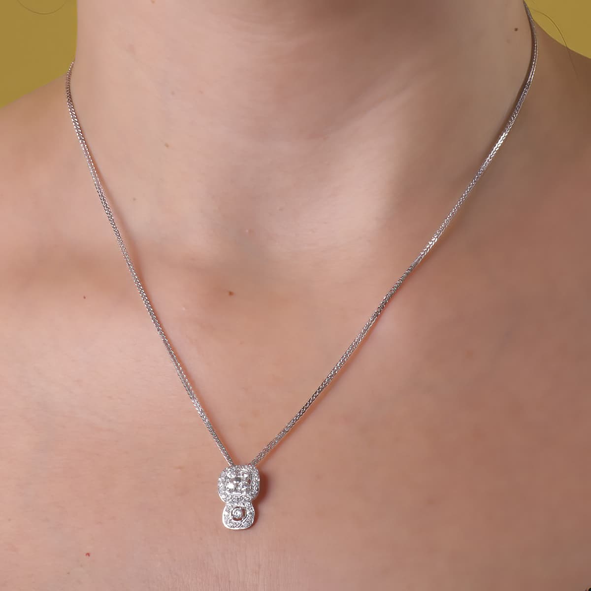 18K GARGANTILLA ORO BLANCO 42CM JUEGO NOVIA CIRCONITA MOTIVO 15X9 MM CIRCONITA