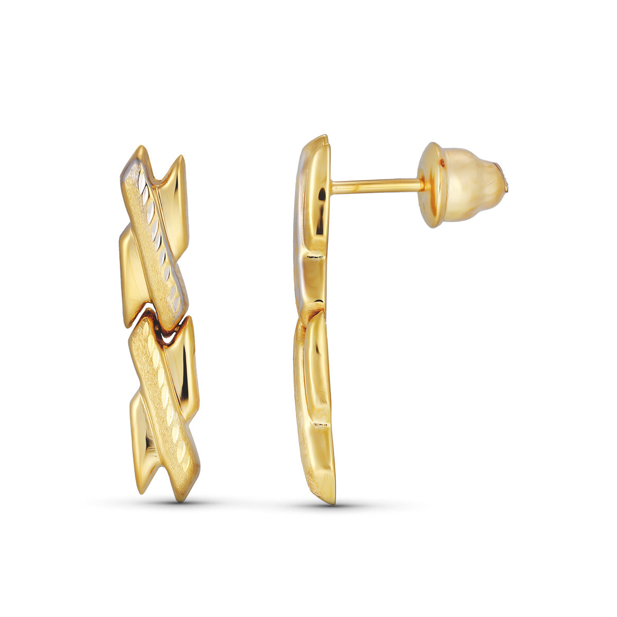 Pendientes Tallados Cierre Tuerca de oro amarillo 18K