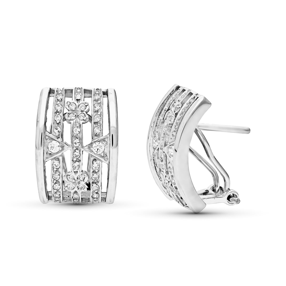Pendientes Circonita 16 x 11 mm de oro blanco 18K