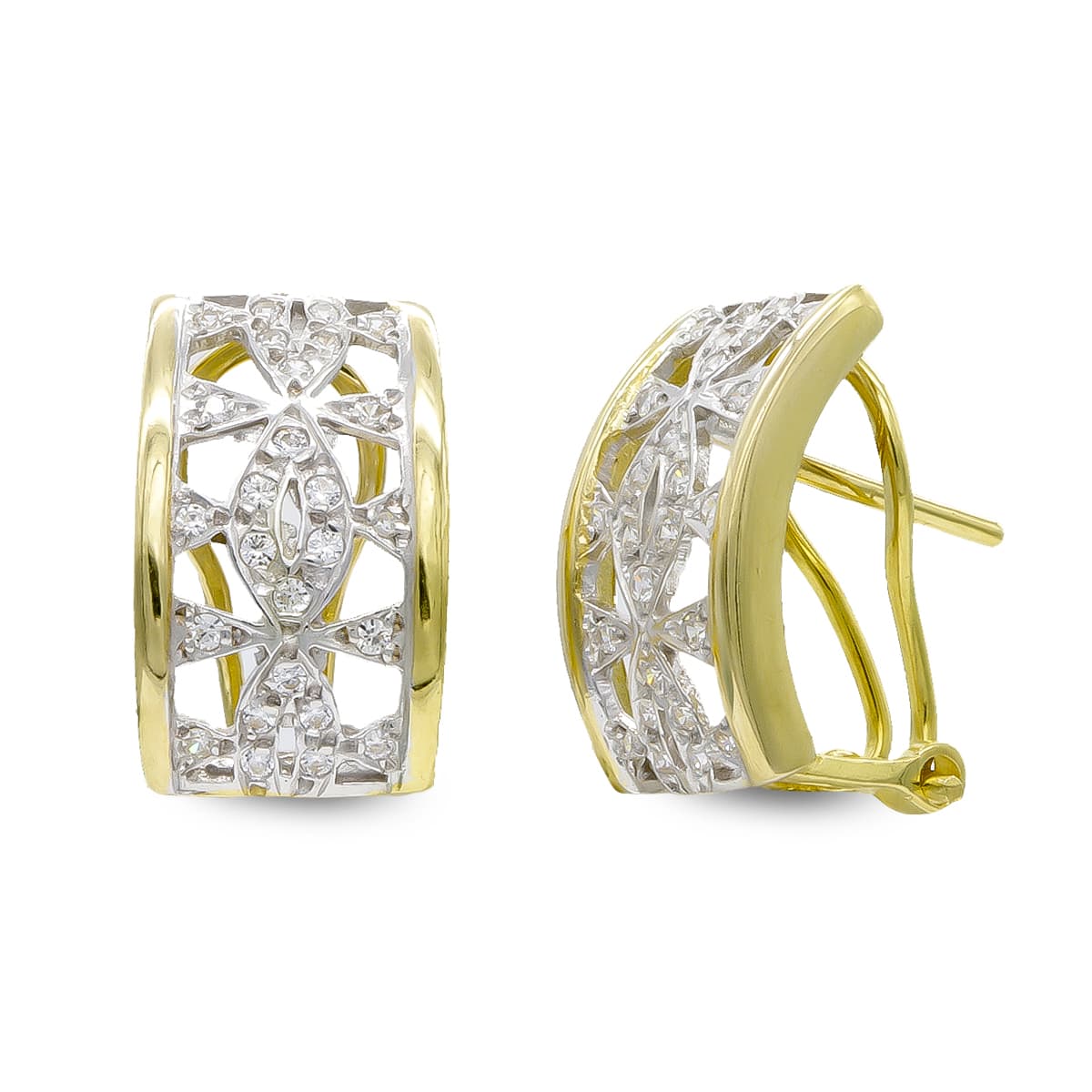 Pendientes Bicolor con Circonita 18K
