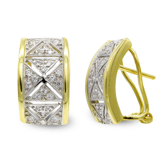Pendientes Bicolor y Circonita 18K