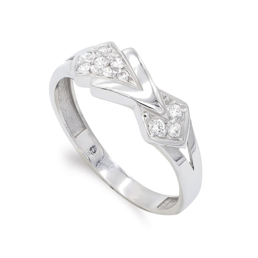 18K SORTIJA ORO BLANCO MOTIVO CON CIRCONITAS. ANCHO: 6,5 MM