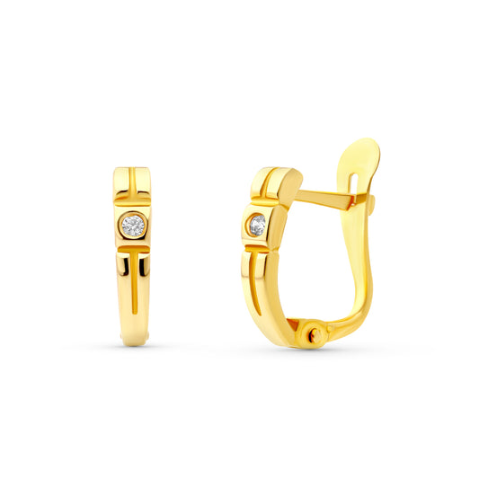 Pendientes Circonita 10 x 2 mm 18K