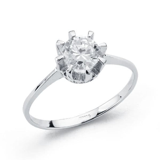 18K SOLITARIO ORO BLANCO CIRCONITA 5 MM