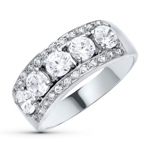 18K SORTIJA ORO BLANCO CON CIRCONITAS. ANCHO 7 MM