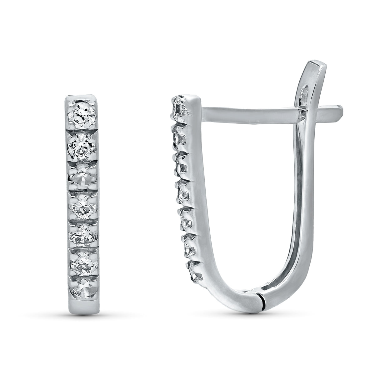 Pendientes Circonita catalán de oro blanco 18K