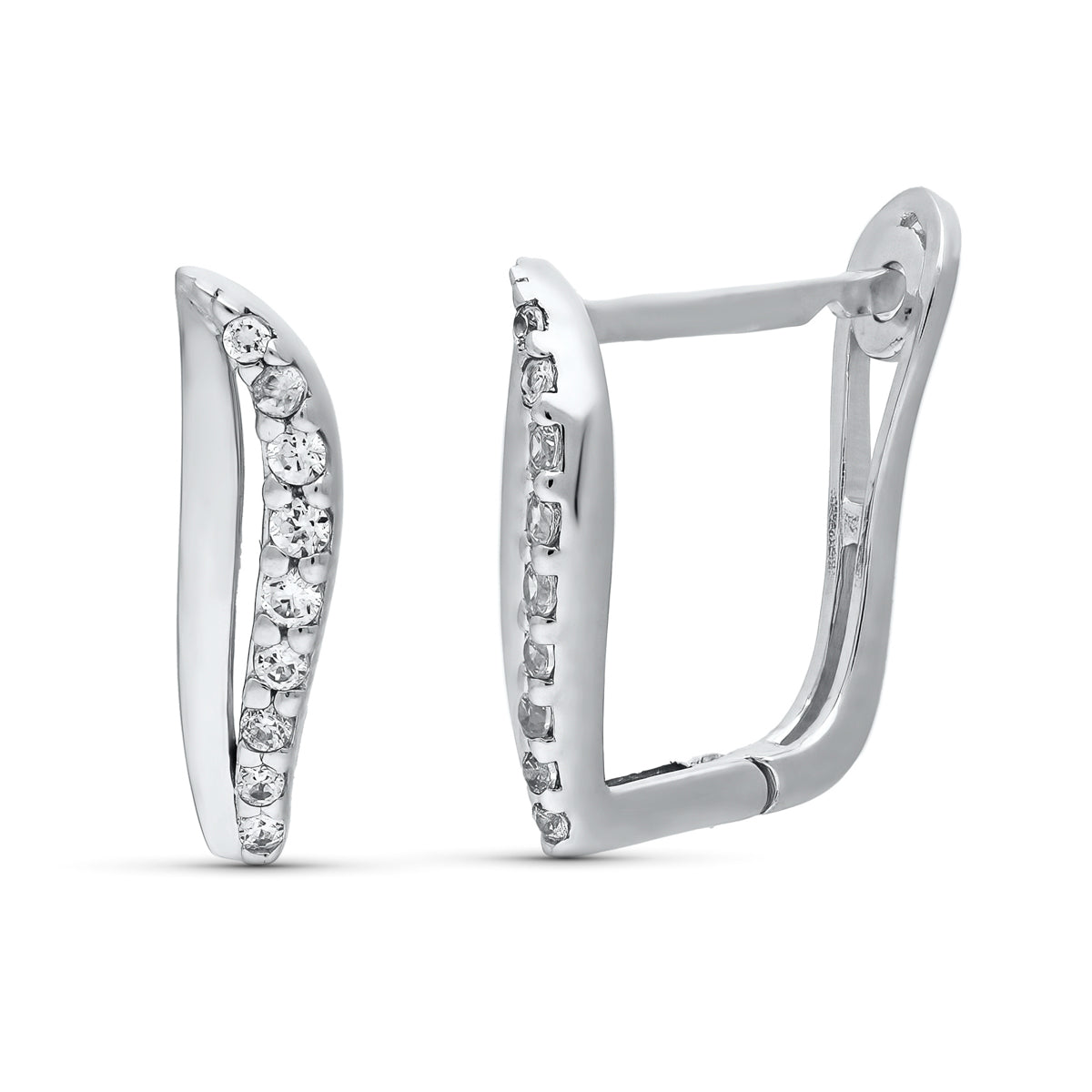Pendientes Circonita catalán de oro blanco 18K
