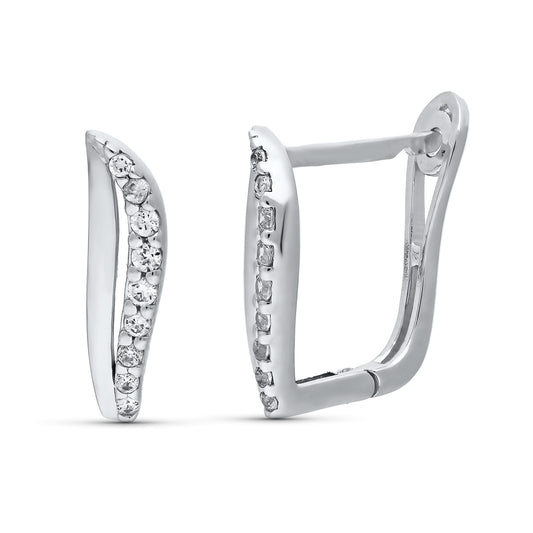 Pendientes Circonita catalán de oro blanco 18K