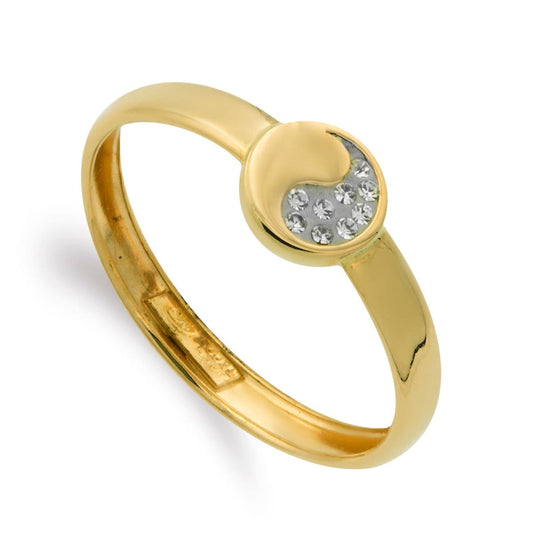 18K SORTIJA ORO AMARILLO MOTIVO REDONDO CON CIRCONITAS. ANCHO: 6,5 MM