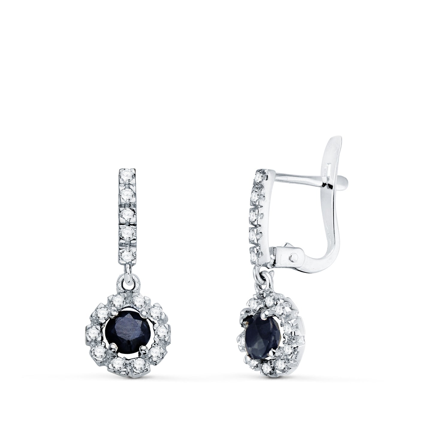 18K PENDIENTES ZAFIRO FINO Y CIRCONITAS CATALAN