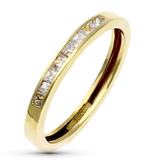 18K SORTIJA ORO AMARILLO CIRCONITAS CARRIL. ANCHO 3 MM