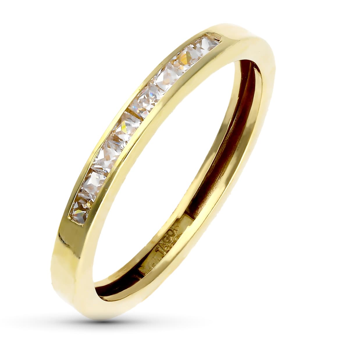 Sortija Circonitas Carril. Ancho 3 mm de oro amarillo 18K
