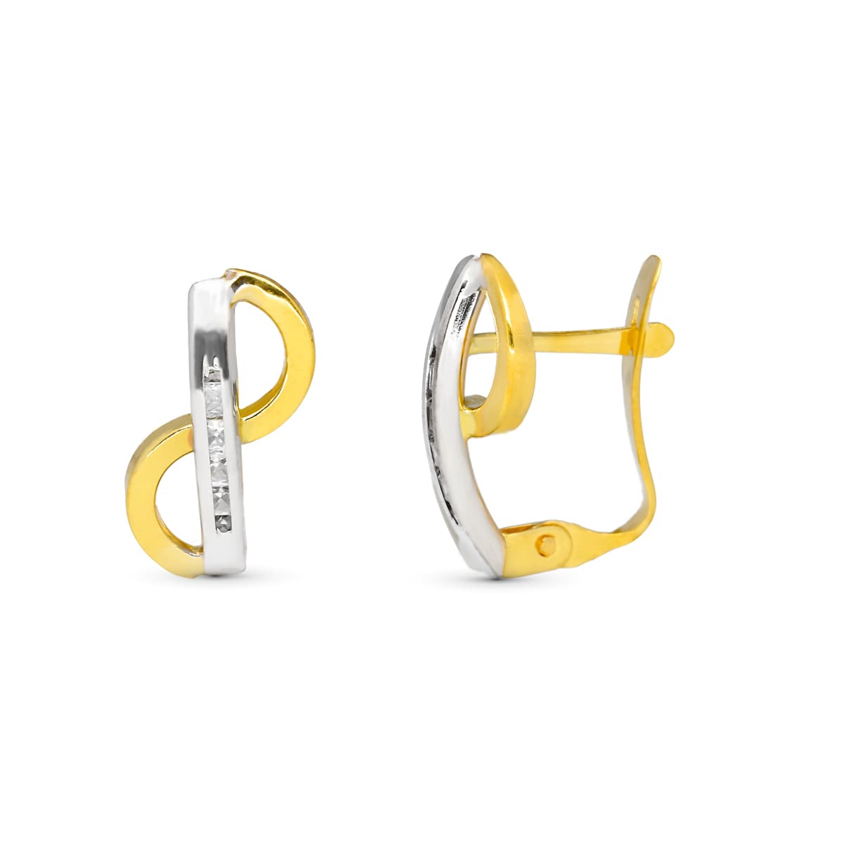 Pendientes Bicolor Comunion Circonita 14 x 8 mm catalán 18K
