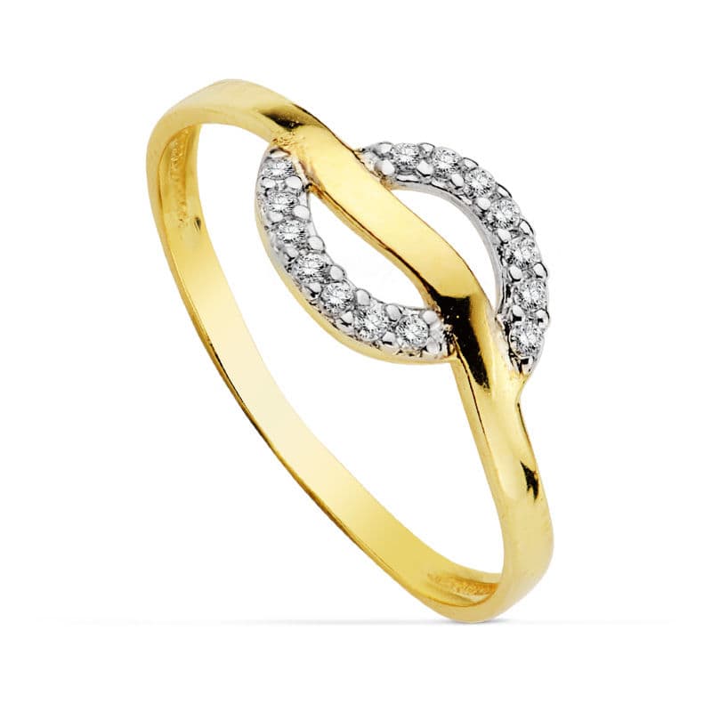 18K SORTIJA ORO BICOLOR CON CIRCONITAS. ANCHO: 7 MM