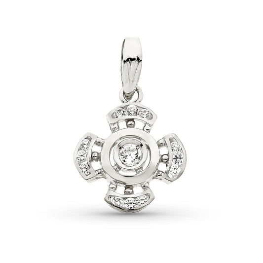 18K CRUZ ORO BLANCO CON CIRCONITA 19X16 MM