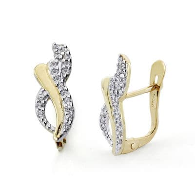 Pendientes Bicolor Comunion Circonita 14 x 5 mm 18K