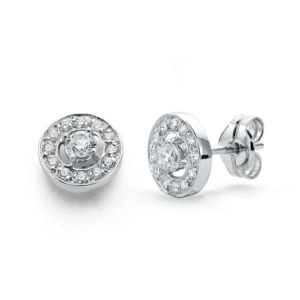 Pendientes Circonita 8 mm de oro blanco 18K
