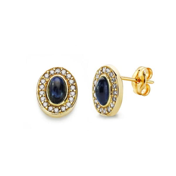 Pendientes Piedra Azul 9 x 7 mm de oro amarillo 18K