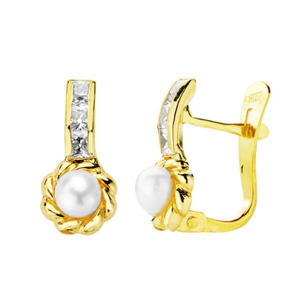 Pendientes Perla 12 x 5 mm de oro amarillo 18K