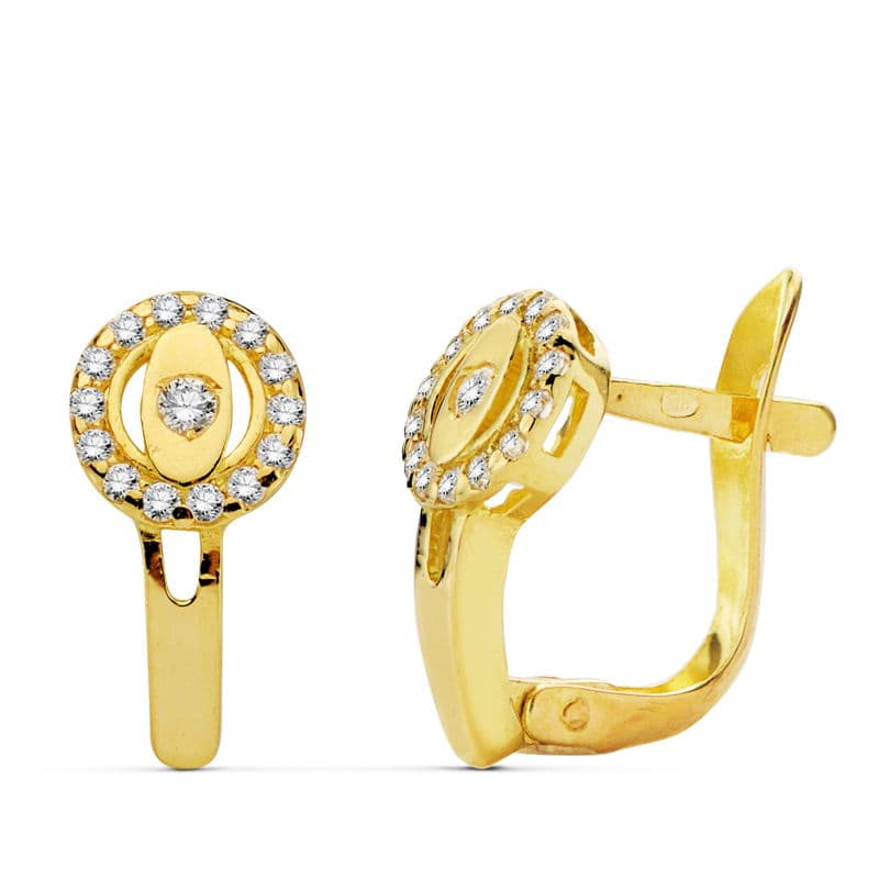 Pendientes Circonita 12 x 6 mm de oro amarillo 18K