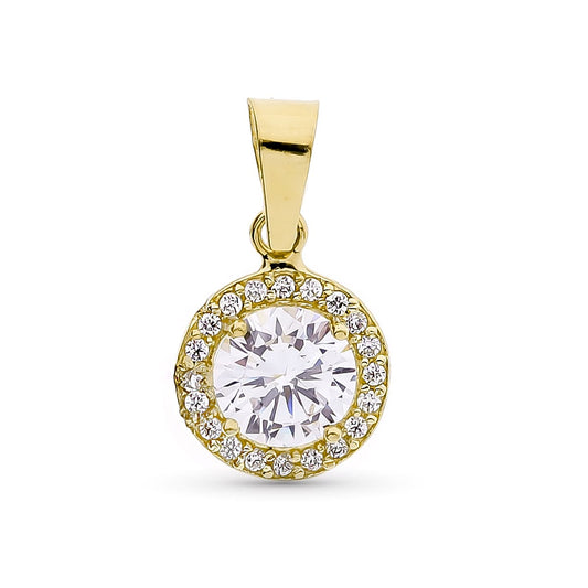 Colgante Redondo con Circonita 7 mm de oro amarillo 18K