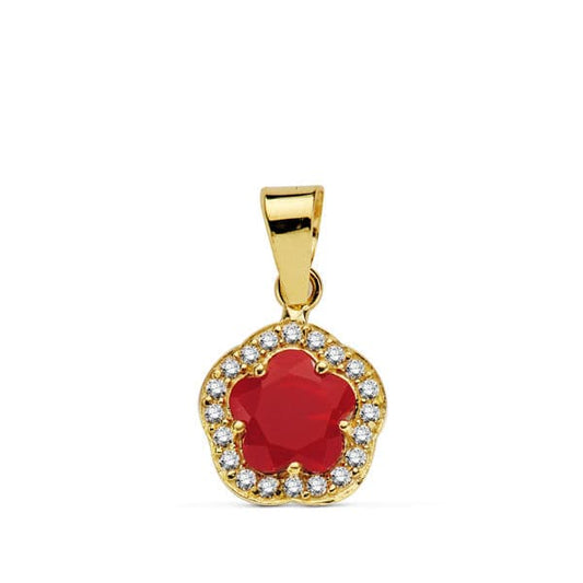 Colgante Estrella 9 mm Piedra Color de oro amarillo 9K