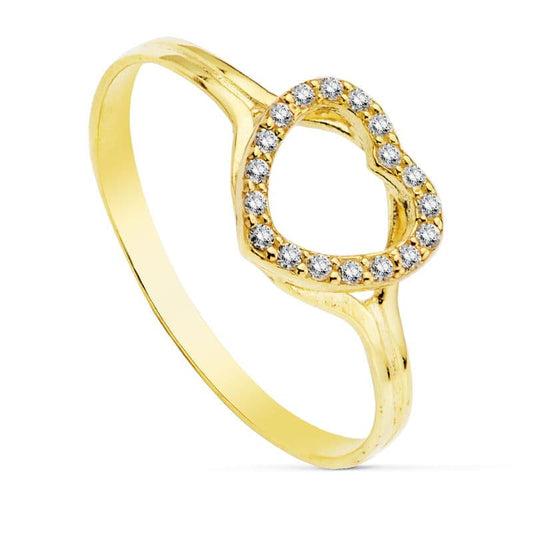 18K SORTIJA ORO AMARILLO CORAZON CON CIRCONITAS. ANCHO: 8 MM C. AMOR