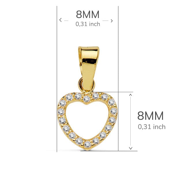 Colgante Corazon Circonita 8 cm C. Amor de oro amarillo 18K