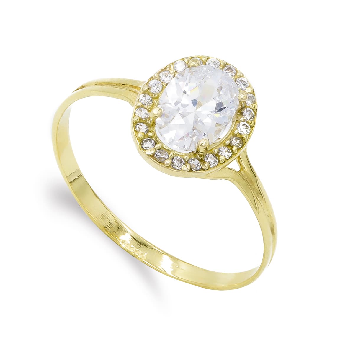 Sortija Circonita Oval 7 x 5 mm de oro amarillo 18K