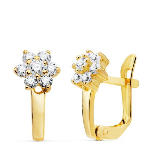 18K PENDIENTES CUAJO CIRCONITA 13X6 MM