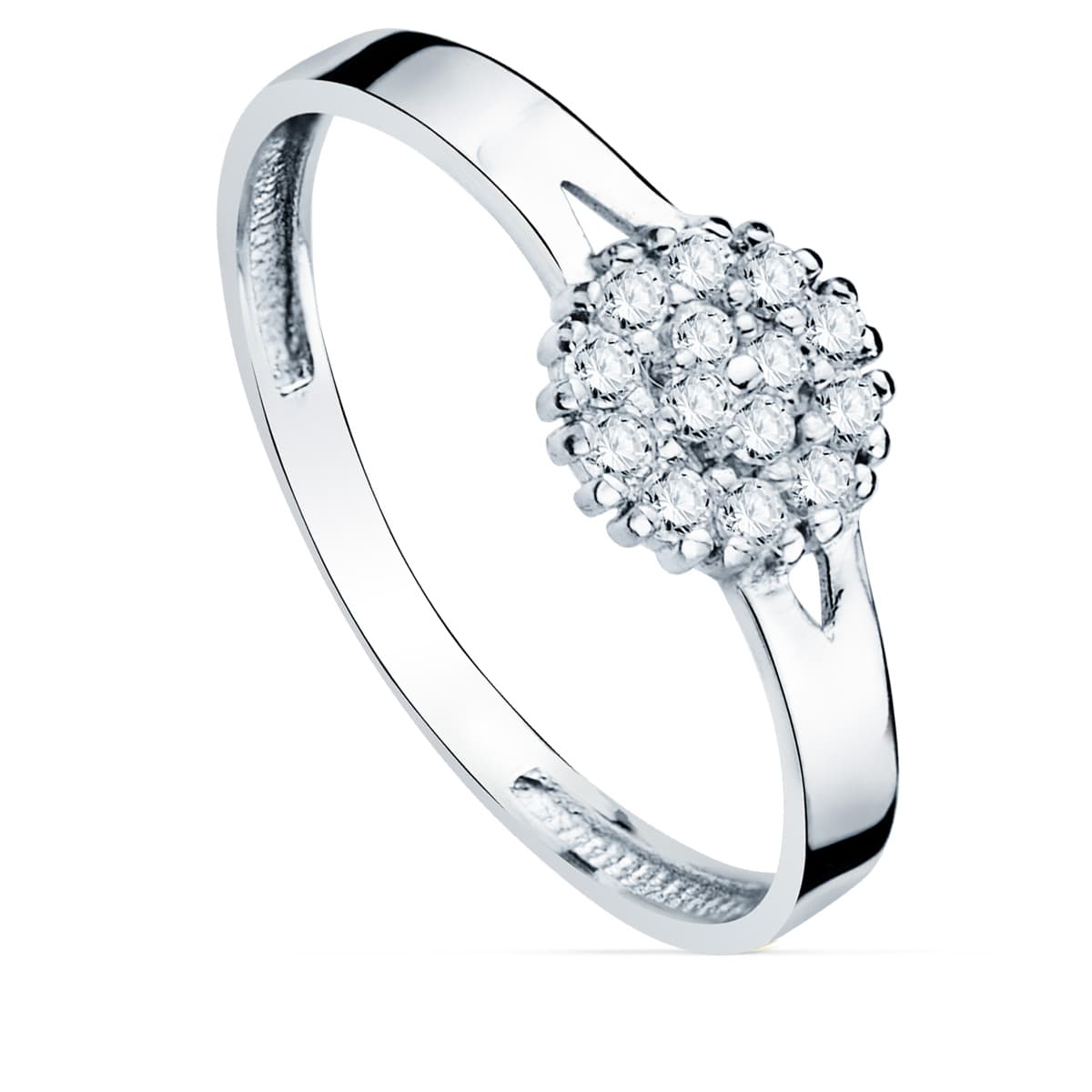 Sortija Cuajo con Circonita 6,5 mm. Ancho Cuerpo 2,5 mm de oro blanco 18K