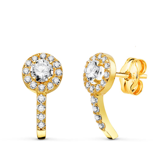 Pendientes Cuajo con Circonitas. Medida: 12,5 x 6 mm. de oro amarillo 18K