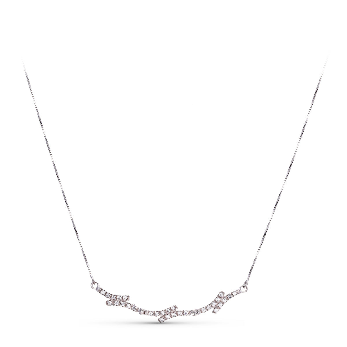 Gargantilla Circonita Cadena Veneciana de oro blanco 18K