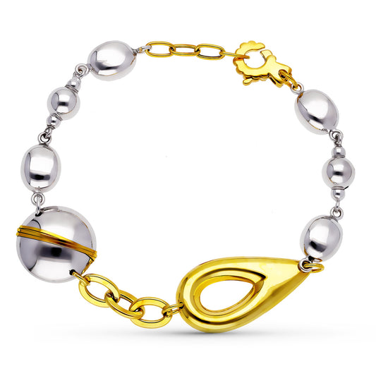 Pulsera Bicolor Bolas 18K
