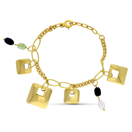Pulsera Piedras y Cuadrados de oro amarillo 18K