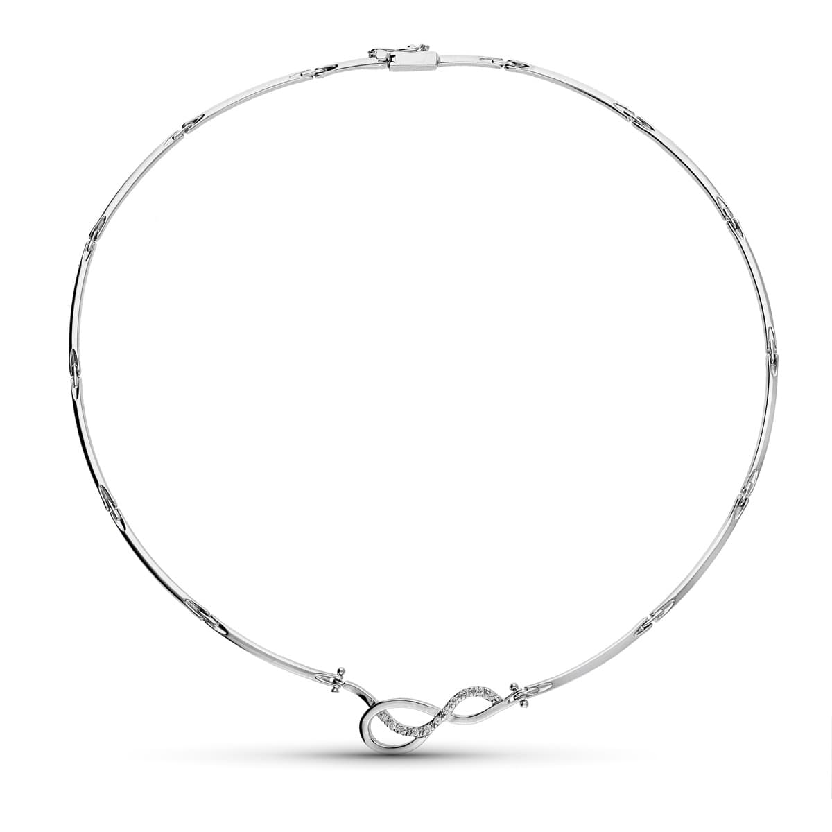 Gargantilla Tramos Circonita Motivo de oro blanco 18K