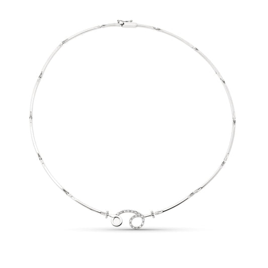 Gargantilla y Circonitas de oro blanco 18K