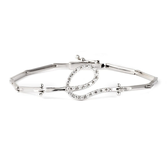 18K PULSERA ORO BLANCO ESLABONES CON CIRCONITAS