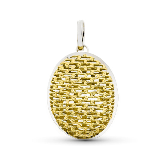 18K COLGANTE ORO BICOLOR OVAL MALLA