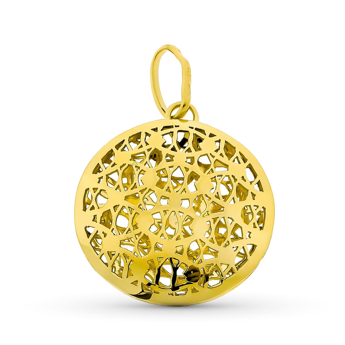 18K COLGANTE ORO AMARILLO CIRCULO CALADO 27X24 MM