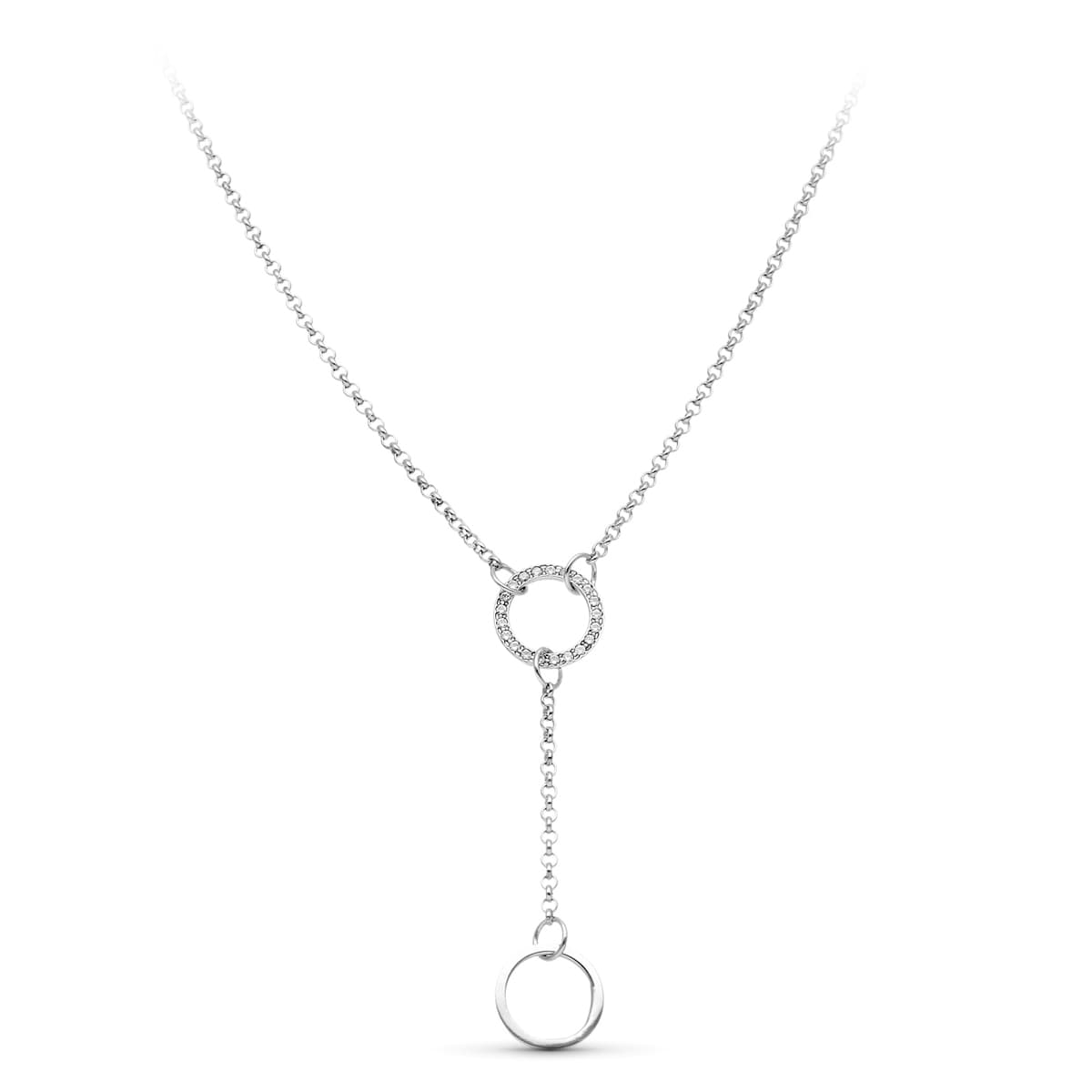 Gargantilla Aros y Circonitas de oro blanco 18K