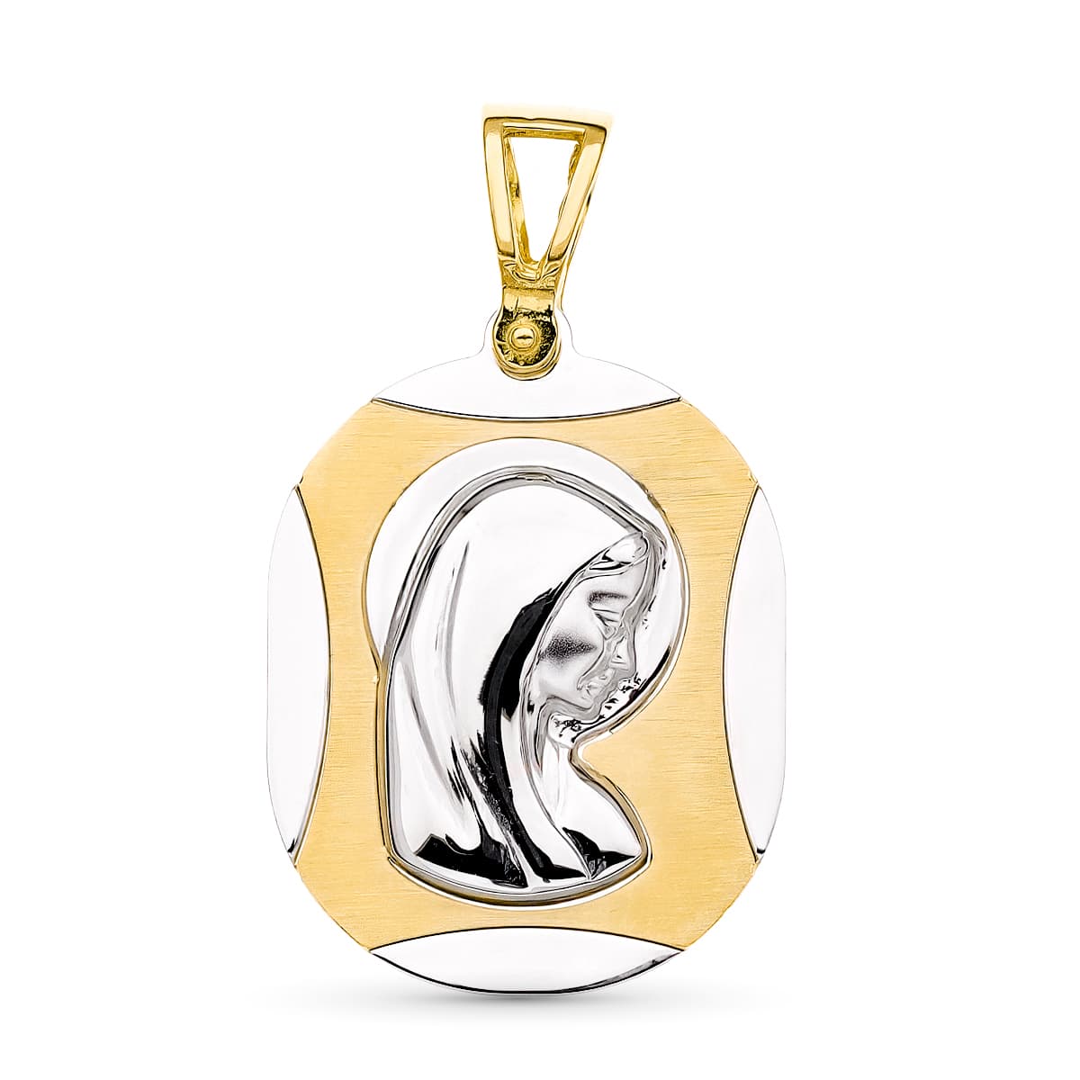 18K MEDALLA ORO AMARILLO ORO BICOLOR VIRGEN NIÑA 24X17 MM