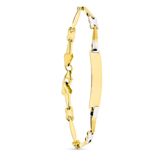 18K ESCLAVA ORO BICOLOR MATE Y BRILLO 18CM