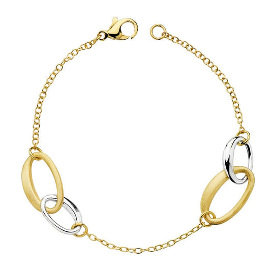 Pulsera Hueca Bicolor 19 cm 18K