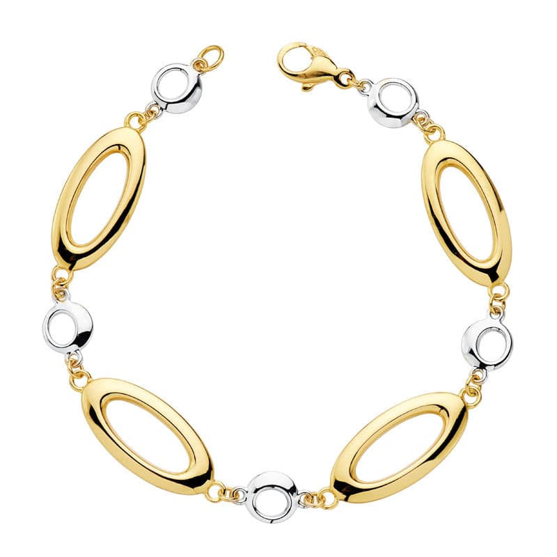 Pulsera Hueca Bicolor 19 cm 18K